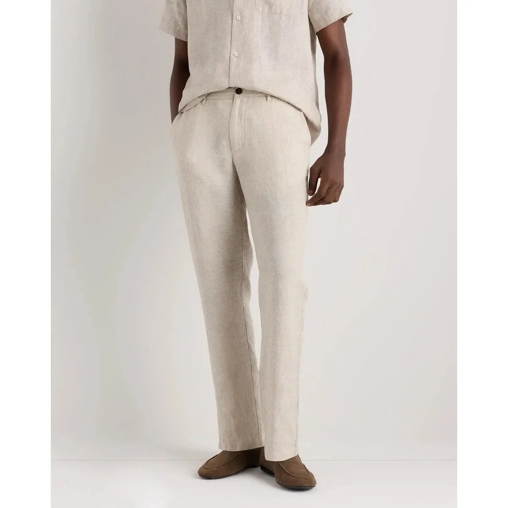 Quince 100% European Linen Trousers Mens 36x34 Flax Beige NWT Minimalist Neutral